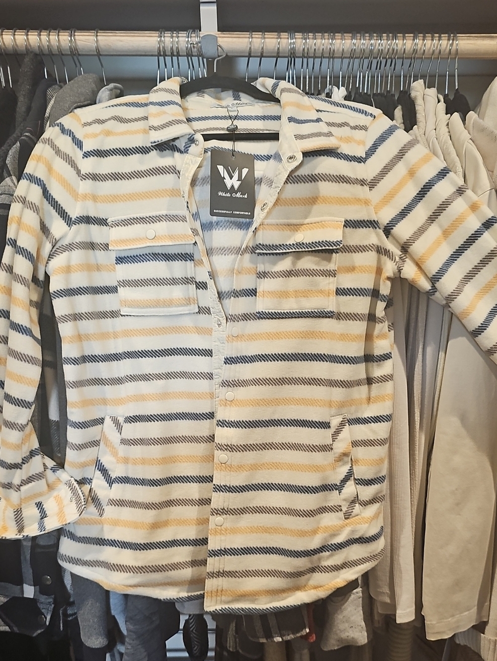 NWT White Mark - Striped Button-Front Shacket